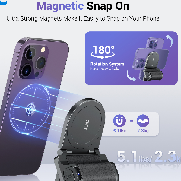 Magnetic Snapgrip Smartphone Camera Shutter Handle with Wireless Remote Ergonomic Phone Grip for Stable Photography
