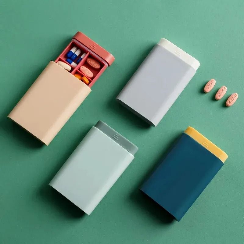 6-Grid Rectangle Medicine Box – Portable Vitamin & Pill Storage Case
