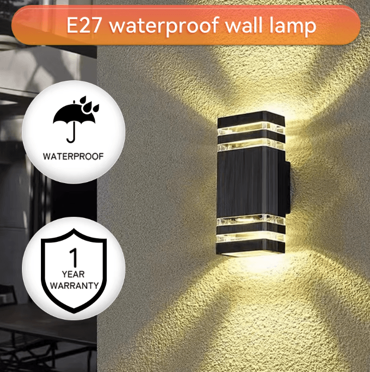 Modern Waterproof LED Outdoor Wall Light with E27 Base – Up Down Exterior Wall Sconce