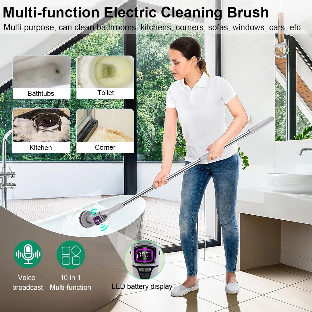 10 in 1 Wireless Electric Spin Scrubber