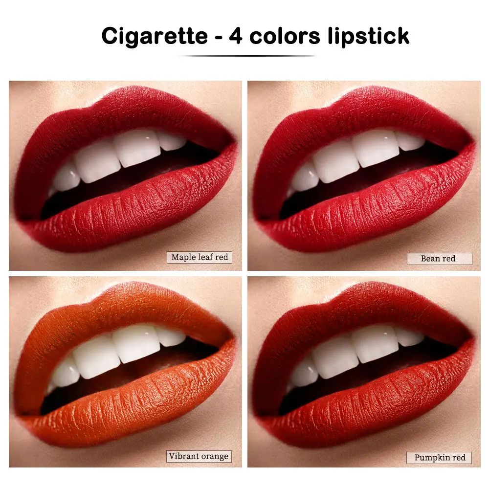 VelvetStay Matte Lipstick Set – Waterproof Long Lasting Lipstick Collection with Soft Transparent Matte Finish (4 Sticks