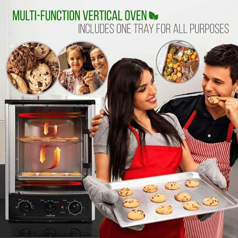 Upgraded Multi unction Vertical Countertop Rotisserie Oven with Grill & Timer