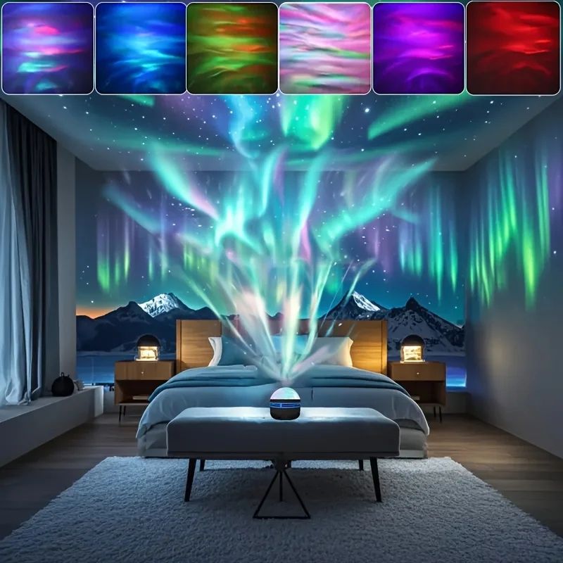 Northern Lights Star Projector - Aurora Borealis Projector with 7 Modes, Remote Control & USB Power