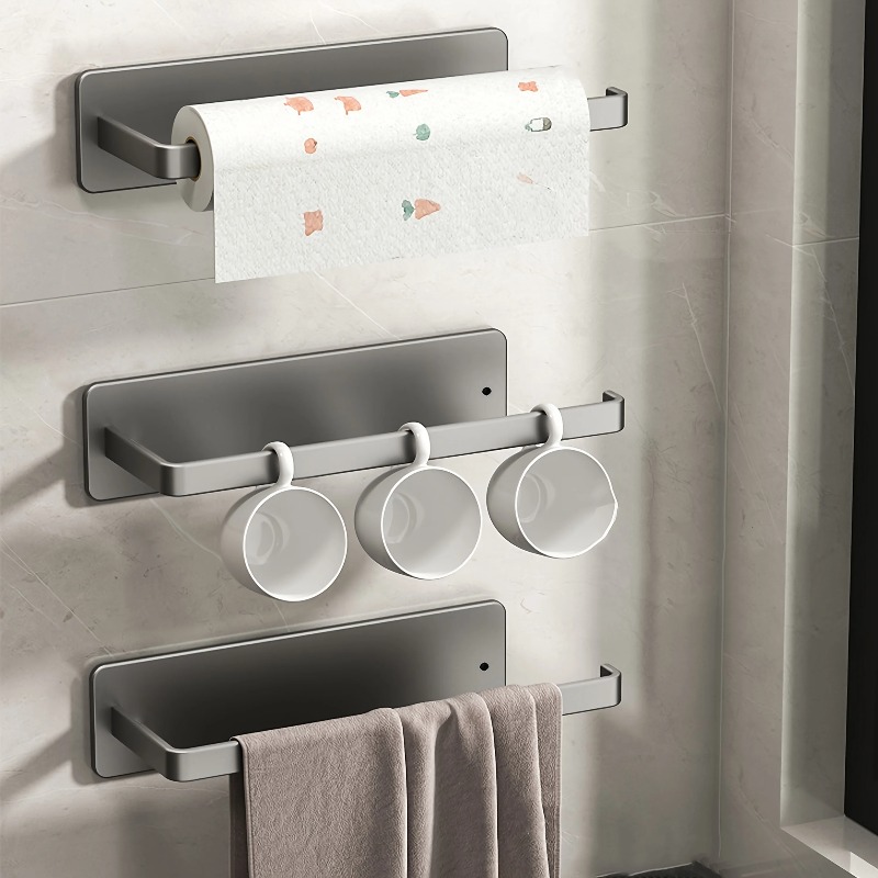 No Drill Paper Towel Holder Stainless Self Adhesive Space-Saving Kitchen & Bathroom Dispenser
