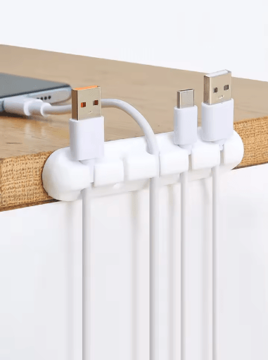 Silicone Self Adhesive Cable Holder Clips and USB Cable Winder for Desk Setup