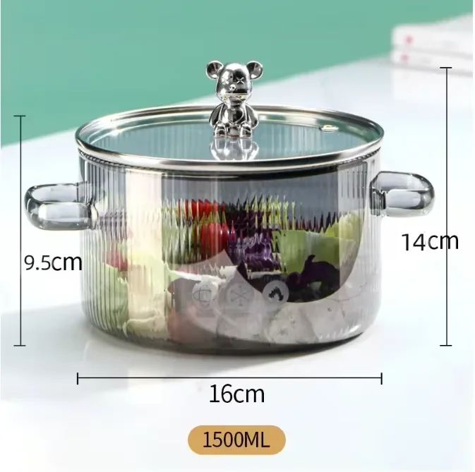 ClearView Heat-Resistant Glass Saucepan with Lid & Dual Handles