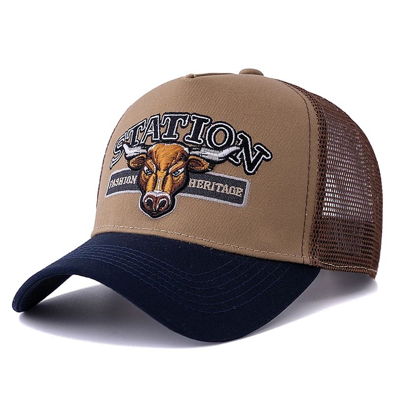 Bulls Head Mesh Trucker Hat – Adjustable Snapback Summer Baseball Cap