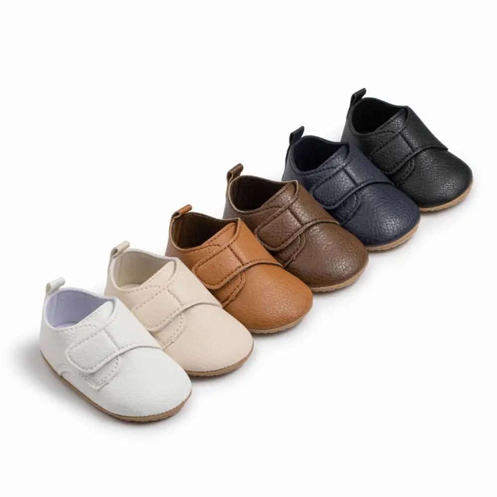 Retro Soft Leather Baby First Walker Shoes with Non-Slip Sole