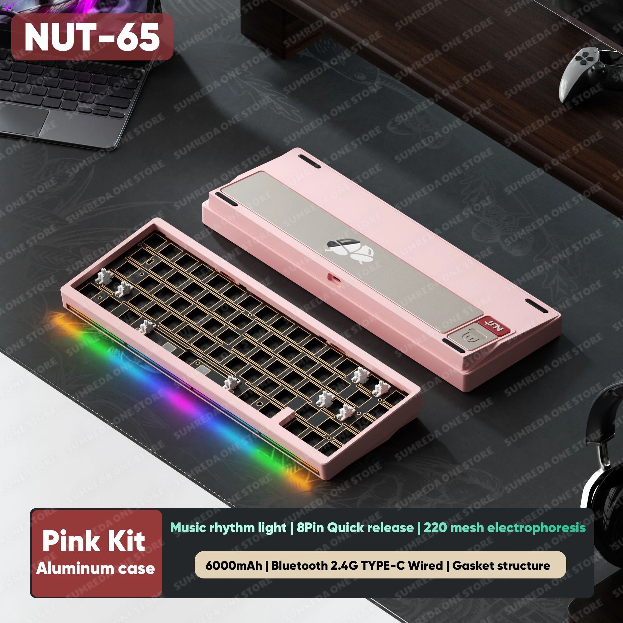 Lucky65 V2 65 Keys Mechanical Keyboard with Aluminum Case RGB Lighting and Hot Swappable Switches