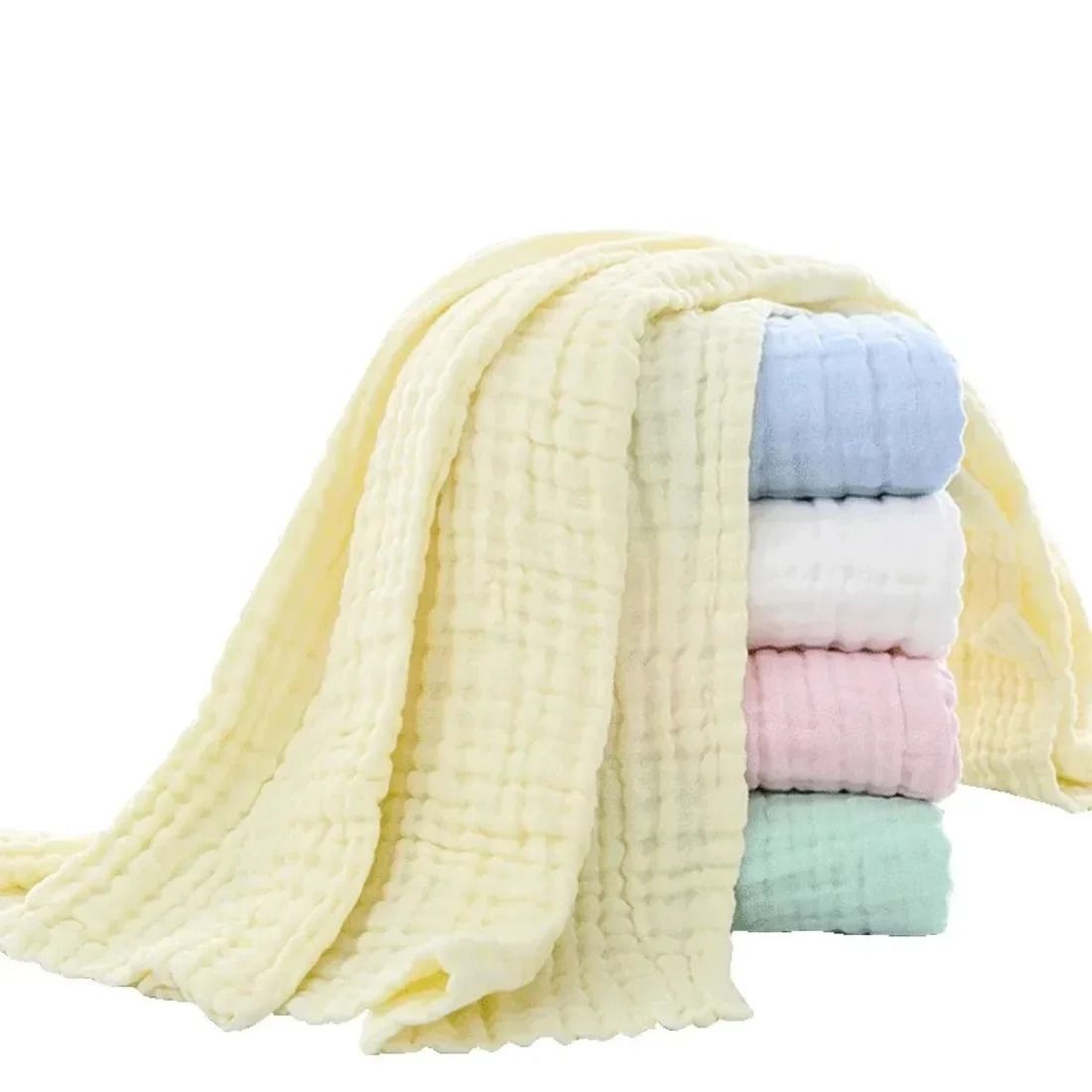 Pure Cotton 6 Layer Bubble Baby Bath Towel 105x105cm Kids Swaddle Wrap and Muslin Bedding