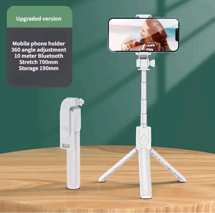 Flexible 360 Degree Selfie Stick Tripod with Wireless Remote and Phone Holder
