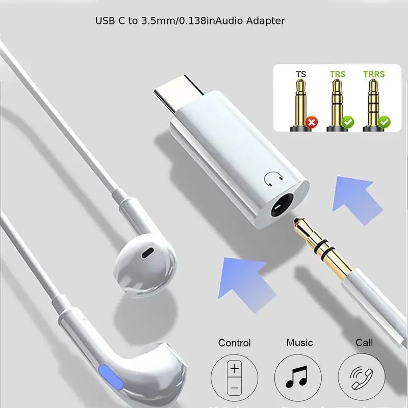 USB-C to 3.5mm AUX Audio Adapter with Mic | HiFi Headphone Jack Dongle for iPhone 15-17 Pro Max & Samsung Xiaomi