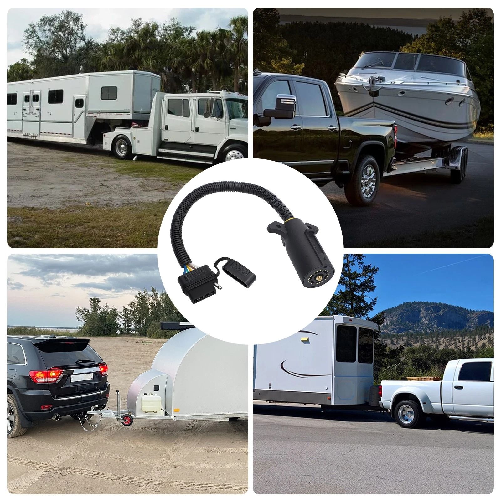 Trailer Adapter Wiring Plug for RV, Truck, and Trailer Light Conversion