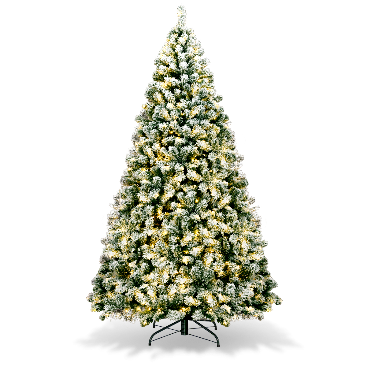 Christmas Tree, Premium Snow Flocked Hinged Design, Pre Lit Artificial Tree with Lights Holiday Style
