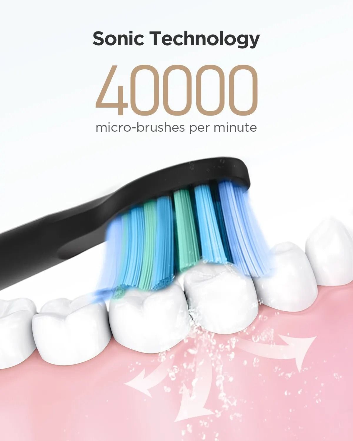 Electric Sonic Toothbrush Rechargeable Waterproof with Replacement Heads