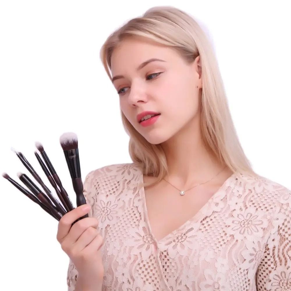 Yaqi 10pcs Professional Makeup Brush Set with Premium PU Travel Case Cosmetic Tool Kit