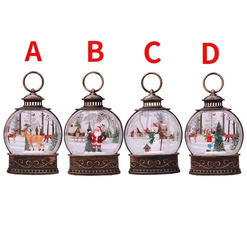 Lighted Christmas Snow Globe Lantern LED Holiday Night Light