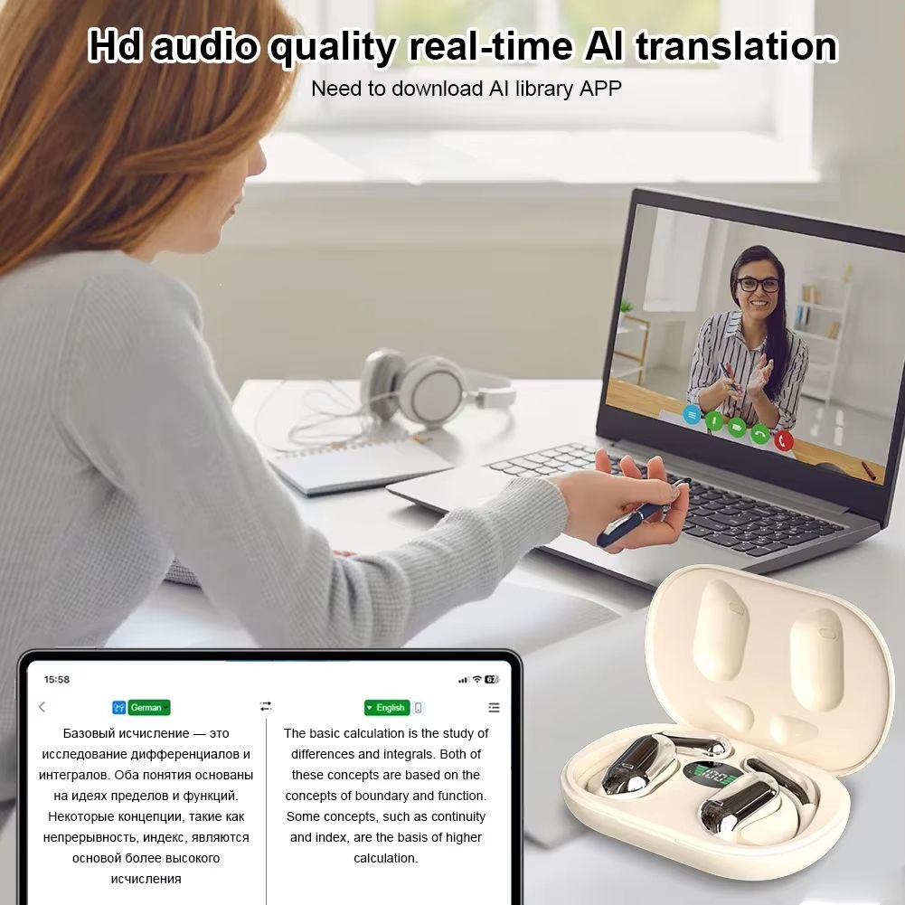 LingoBuds 3-in-1 AI Translator Earbuds with Real-Time Voice Translation