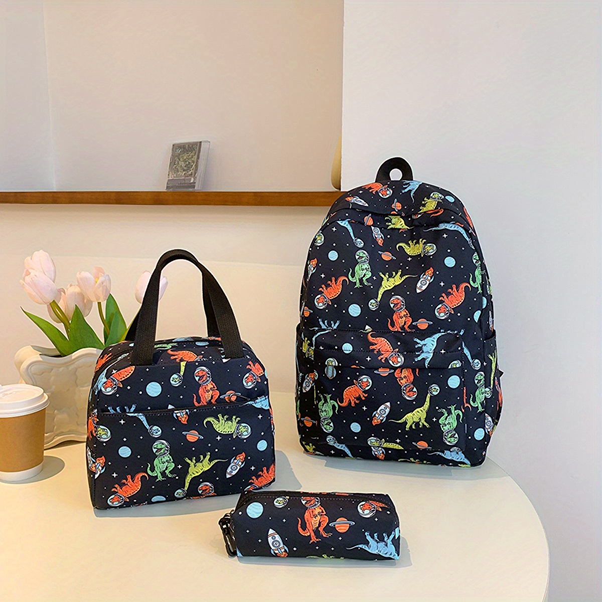 Fashion Print Dinosaur Backpack Set, Large Capacity, P Kids & Teens Casual Bag