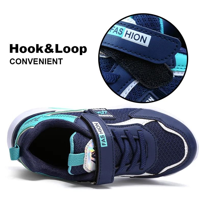Kids Sneakers Breathable Mesh Running Shoes with Hook and Loop Closure