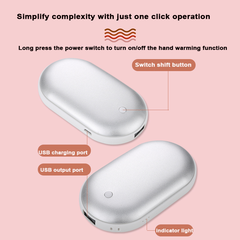 Double Sided Heating Hand Warmer Ultra Thin, Temperature Levels, One Click Switch, Versatile Hand and Abdominal Warm