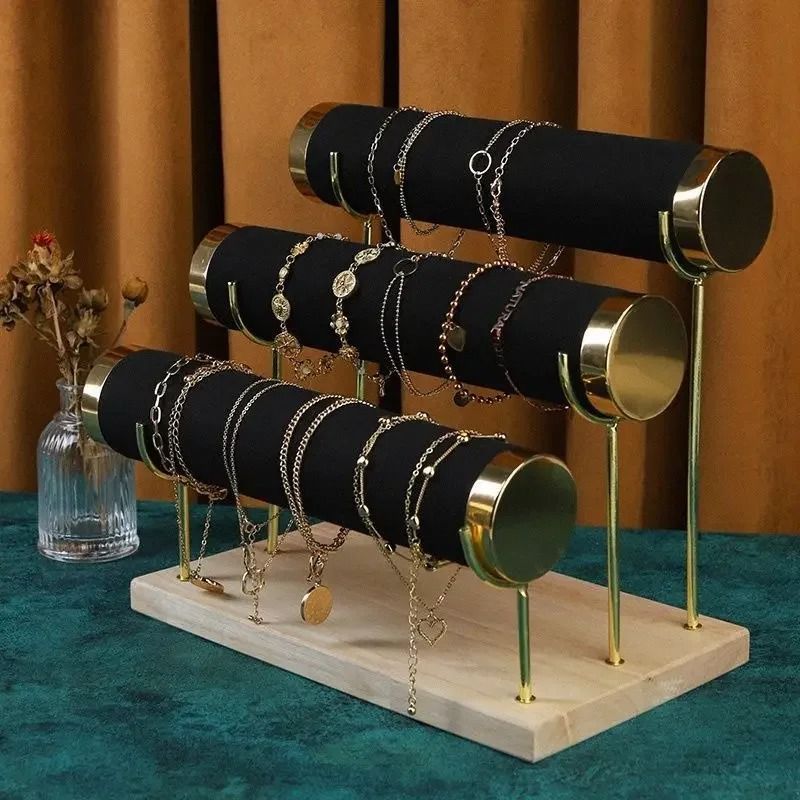 Detachable Bracelet Holder Stand Jewelry Display with Wooden Tray
