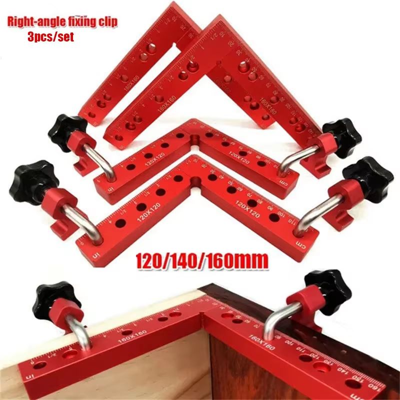 3-Piece 90 Degree L-Shaped Woodworking Corner Clamps Carpenter Square Fixture Set