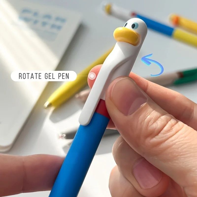 Funny Chicken Rotating Gel Pens Set – 0.5mm Cute Pressing Black Ink Writing Pens