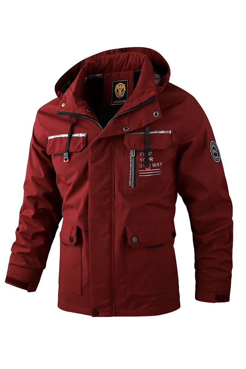 Mens Casual Waterproof Windbreaker Hooded Soft Shell Winter Jacket