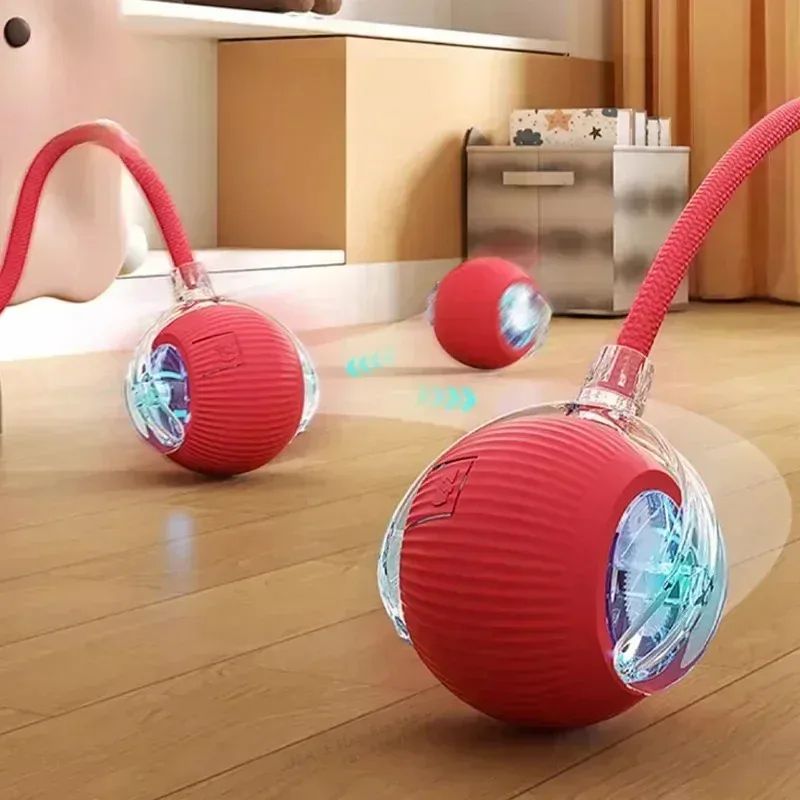 Smart Rolling Cat Ball with Tail Rechargeable Interactive Cat Toy