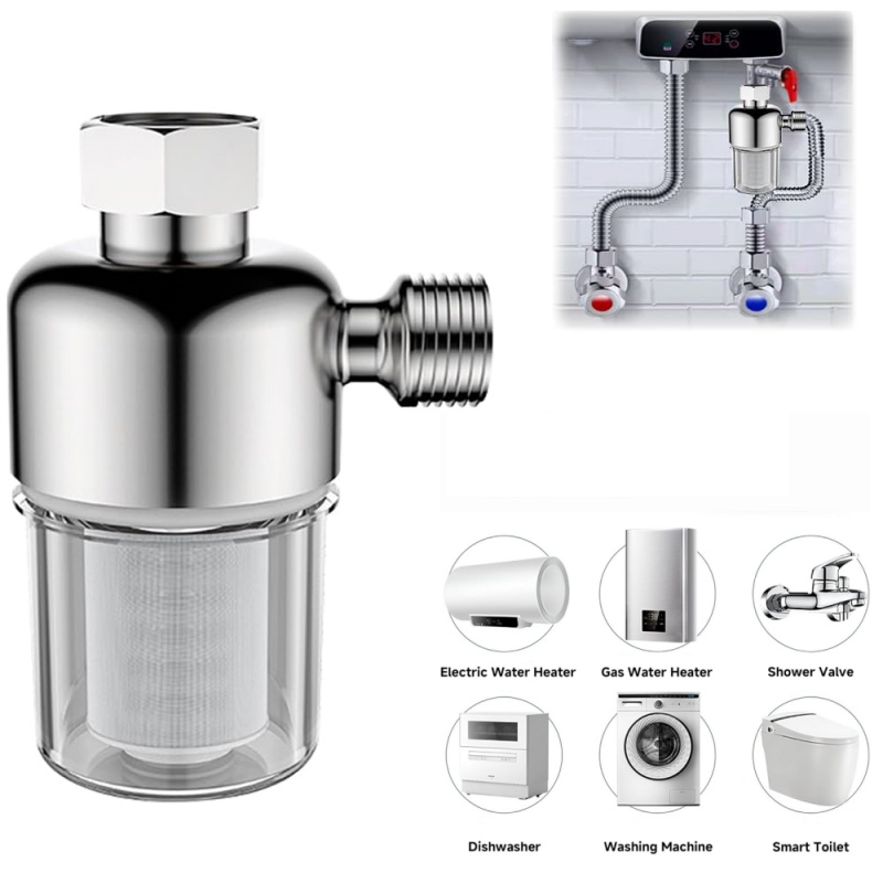 Spin Down Sediment Filter, Stainless Steel Reusable Water Filter for Water Heater, Dishwasher, Washing Machine