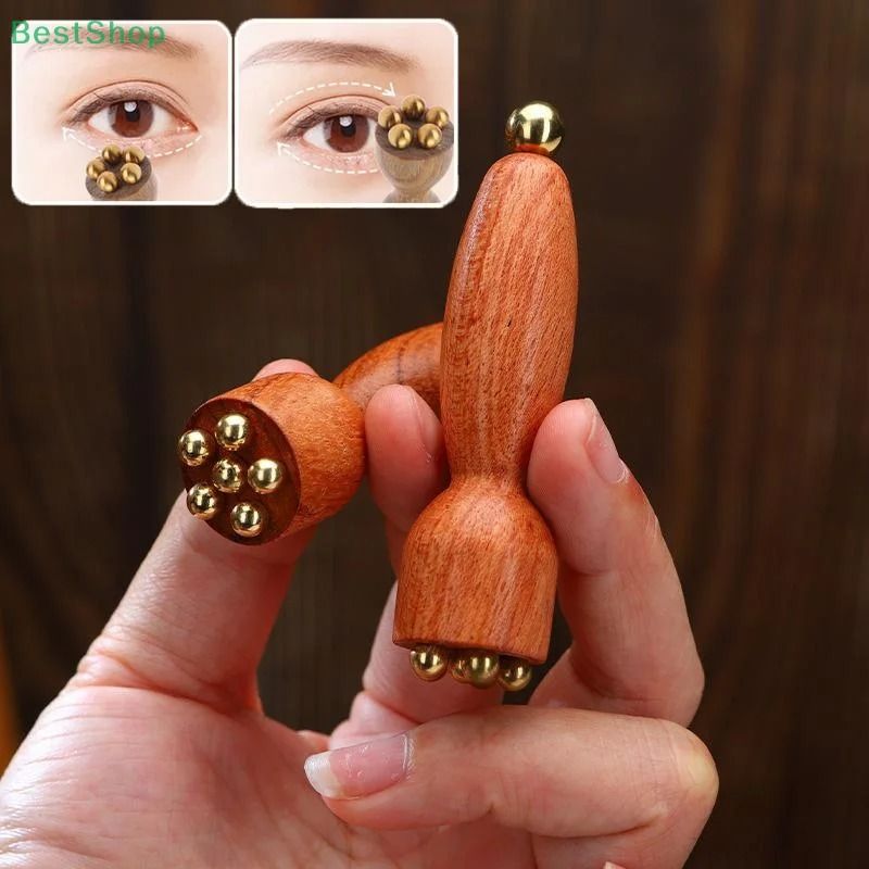 Lotus Seedpod Brass Gua Sha Facial Tool Rosewood Eye Massage Wand