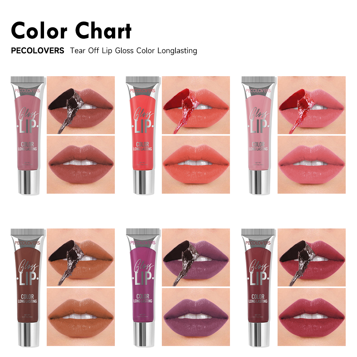 Peel off Tattoo Multi color Lip Gloss, Waterproof Long lasting Matte Lip Gloss, Red Contour Peel off Lip Cosmetics