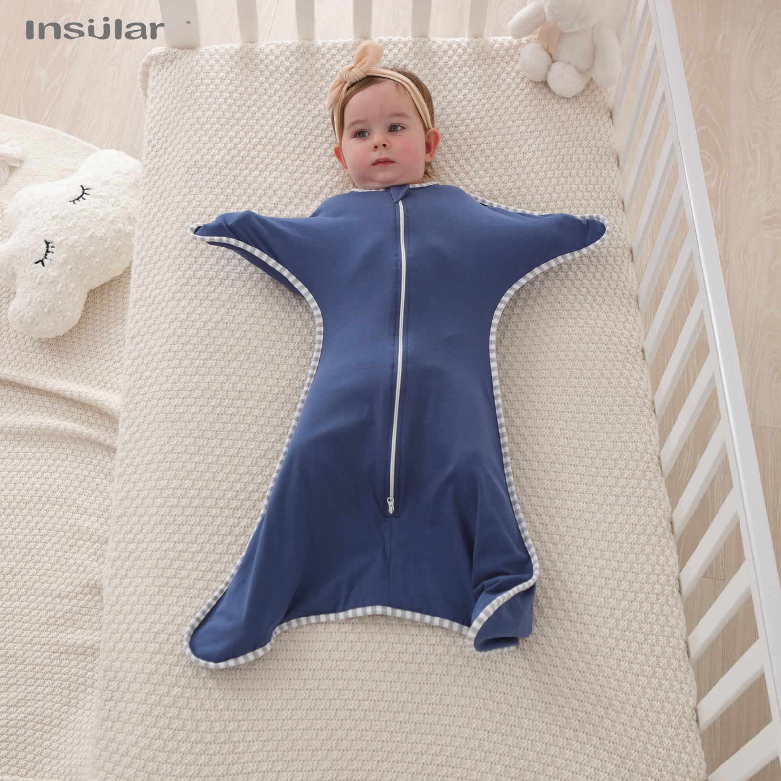 Anti-Startle Cotton Baby Wrap Receiving Swaddling Blanket for Newborn Baby Girl Boy by Insular