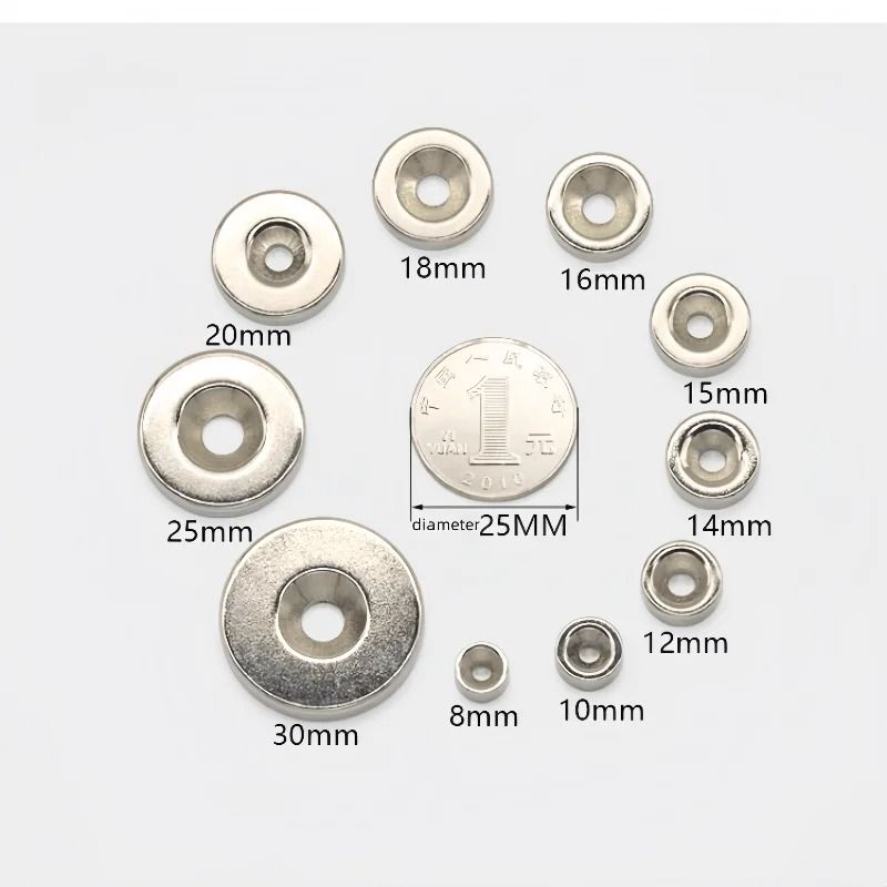 10-Piece N52 Neodymium Countersunk Magnets | High-Strength 30mm Industrial Magnetics