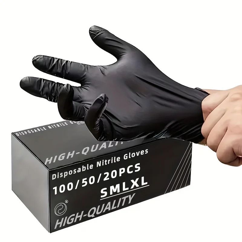 Black Nitrile Disposable Gloves – Thickened Waterproof Cleaning, Tattoo & Hairdressing Gloves