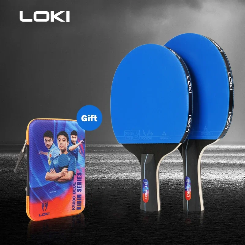 LOKI K5000 Table Tennis Racket Set, Home Entertainment Ping Pong Rackets with Premium Blue Rubber