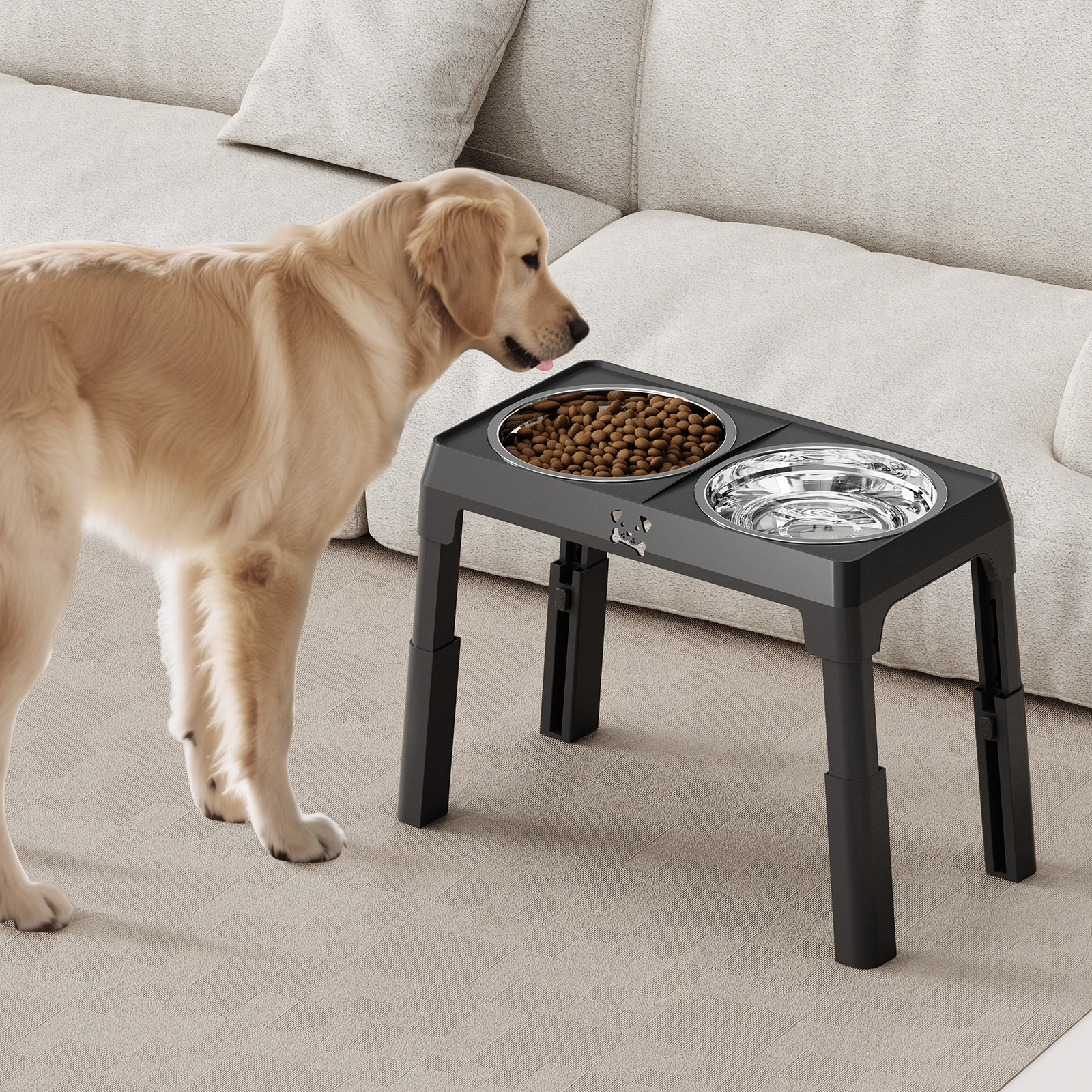 Elevated Non-Slip Dog Bowls with Foldable Stand & Stainless Steel Bowls