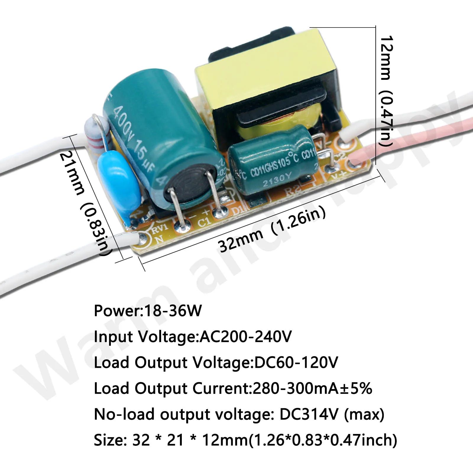 Non-Isolated constant current LED driver AC to DC Converter Power Unit 8W–50W (250mA/300mA)