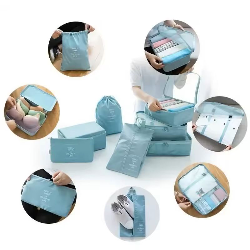 7 Piece Travel Packing Cubes Set with Shoe Bag and Pouches