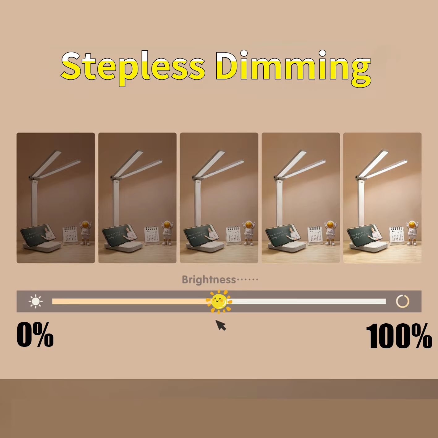 Rechargeable Foldable LED Desk Lamp with Touch Dimming and Eye Protection