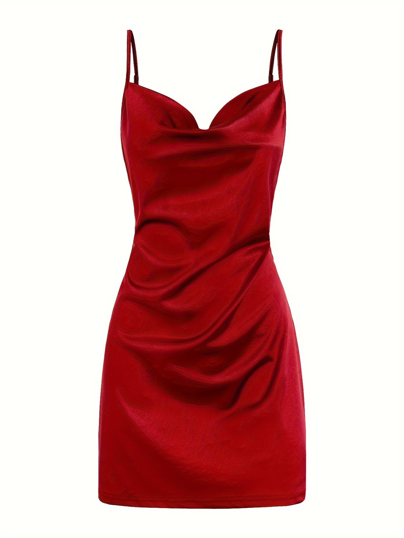 Voom Satin Hip Suspender Dress, Women's Dress for Parties, Elegant Satin Dress for Evening Wear, Sexy and Chic Design