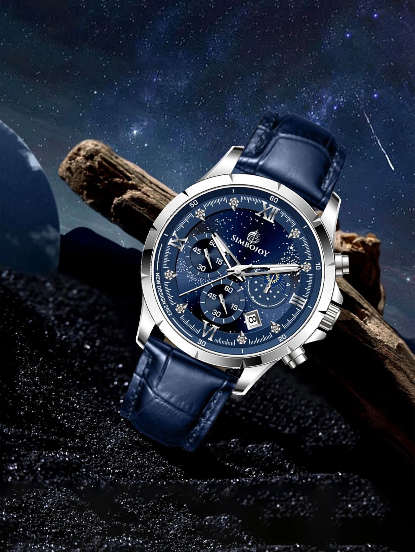 Mens Six-Needle Quartz Watch with Calendar & Night Light