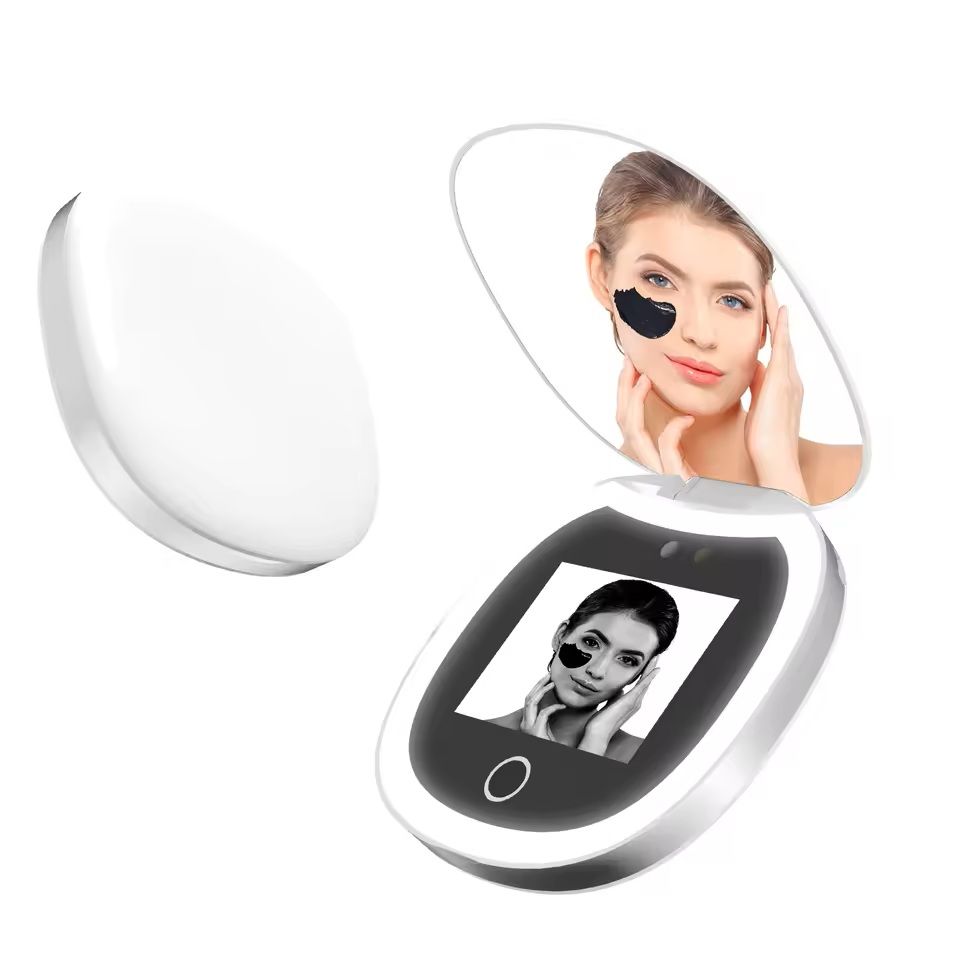 UV Mirror with Light and 2X Magnification Pocket Sunscreen Testing Camera