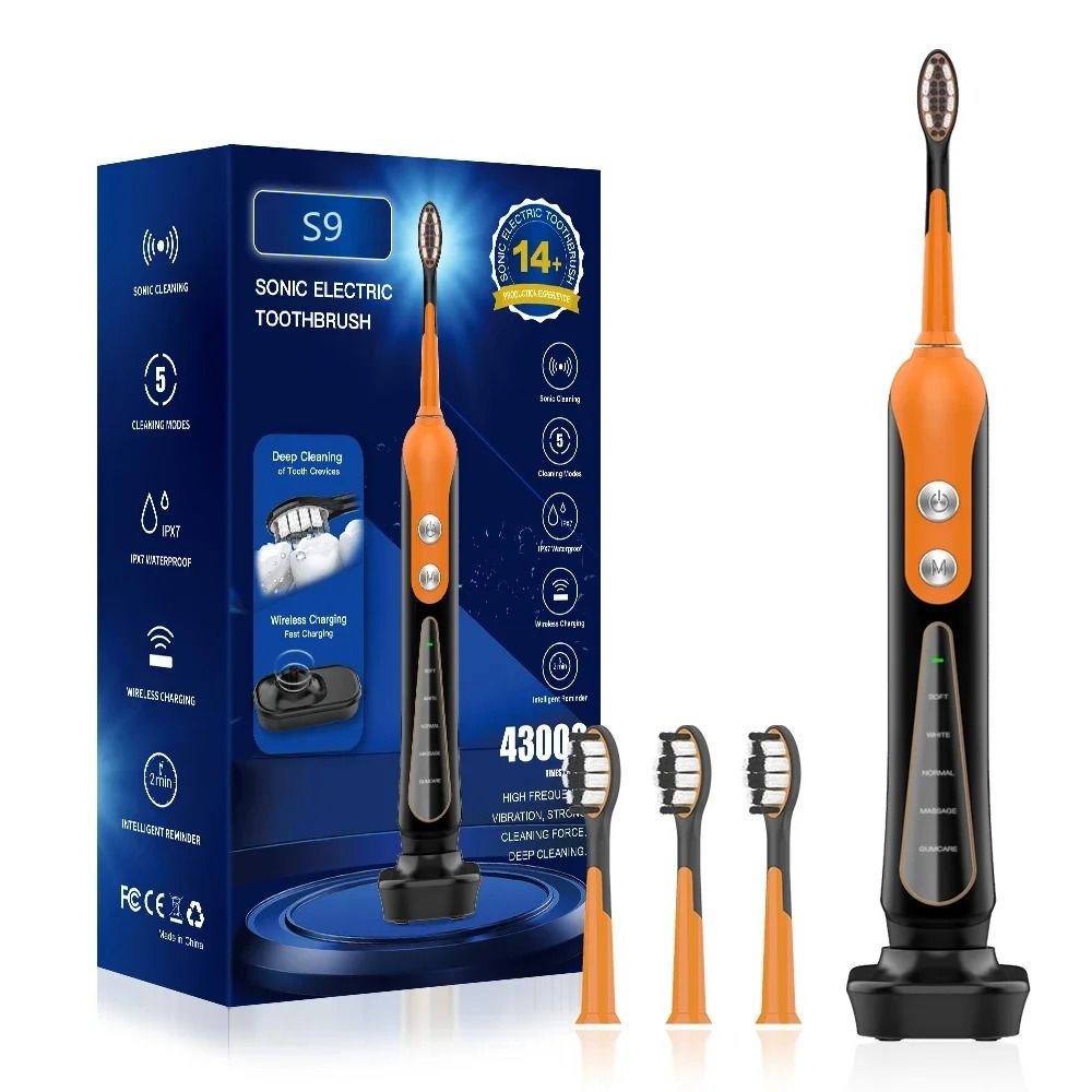 Cordless Ultrasonic Whitening Toothbrush with USB Rechargeable Power