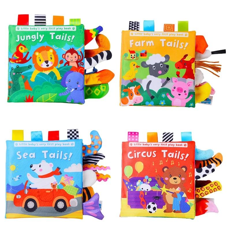 Baby Cloth Book Cartoon Animal Soft Sensory Learning Toy for Infants