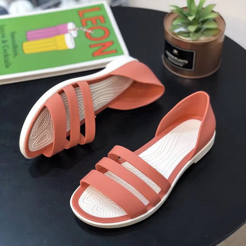 Womens Candy Color Peep Toe Summer Sandals – Comfortable Outdoor Flat Shoes