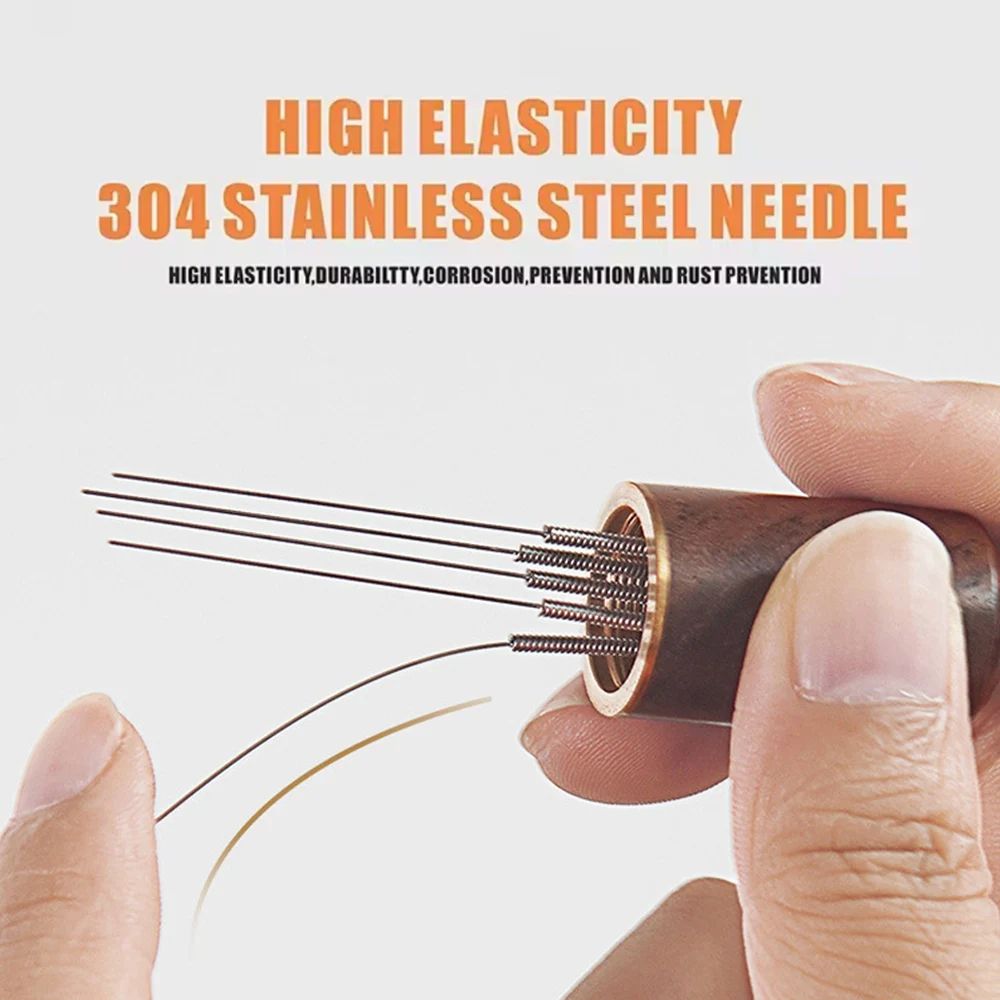 Espresso WDT Coffee Stirrer – Wood Handle Needle Distributor Tool for Even Extraction