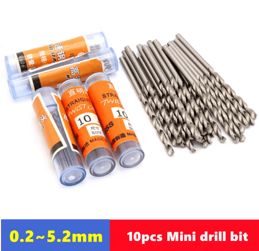W6542 HSS Mini Straight Shank Drill Bit Set – Precision Drilling (0.2–5.2mm, 10pcs)
