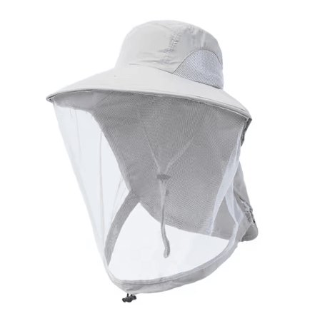 Mosquito Prevention Fishing Cap Full Mesh Insect Protective Head Net with Drawstring and Windproof Strap